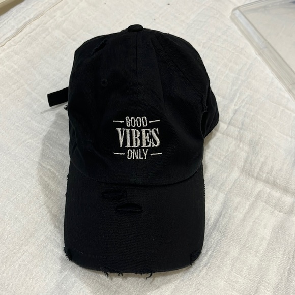 KBETHOS Accessories - KBETHOS Vintage Good Vibes Only Distressed Black Hat